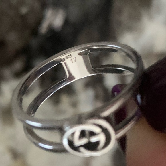 GUCCI Interlocking GG Ring, Sterling Silver 925, IT Size 17, USA Size Approx. 8 - Picture 7 of 10